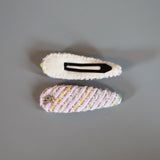 RE Hair Pin White Pink Tweed