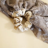 Big Frills Scrunchie Brown Beige