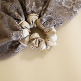 Big Frills Scrunchie Brown Beige