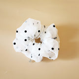 Double Lace Scrunchie White Dot