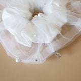 Double Lace Scrunchie White Pearl