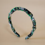 Tight Headband Black Green Tweed
