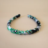 Tight Headband Black Green Tweed