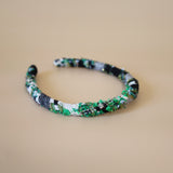 Tight Headband Black Green Tweed