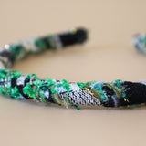Tight Headband Black Green Tweed