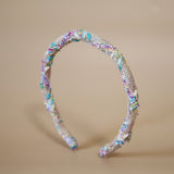 Tight Headband White Blue Mix Tweed
