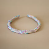 Tight Headband White Blue Mix Tweed