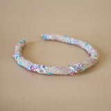 Tight Headband White Blue Mix Tweed