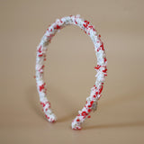 Tight Headband White Red Tweed