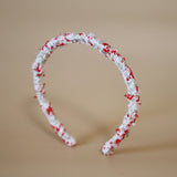Tight Headband White Red Tweed
