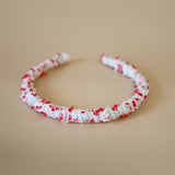 Tight Headband White Red Tweed