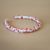 Tight Headband White Red Tweed