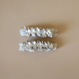 White Gold Tweed Studs Hair Clip