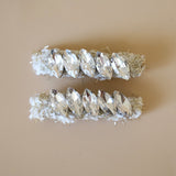 White Gold Tweed Studs Hair Clip