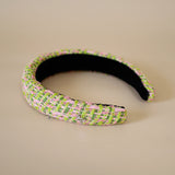 OG Headband Green Pink Tweed No Studs