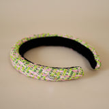 Slender Headband Green Pink Tweed No Studs