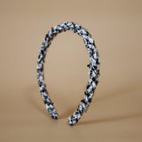 Tight Headband Black White Tweed No Studs