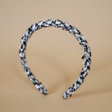 Tight Headband Black White Tweed No Studs