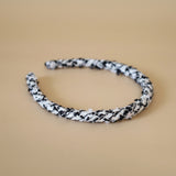 Tight Headband Black White Tweed No Studs