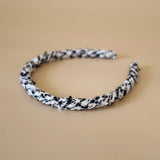 Tight Headband Black White Tweed No Studs