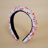 Slender Headband White Red Tweed No Studs
