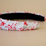 OG Headband White Red Tweed No Studs