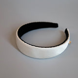 White Grey Silky Satin Thin Headband