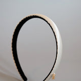 White Grey Silky Satin Slim Headband