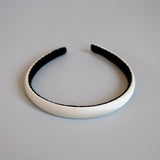 White Grey Silky Satin Slim Headband