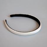 White Grey Silky Satin Slim Headband