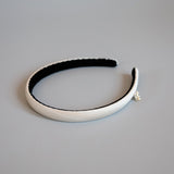 White Grey Silky Satin Slim Headband