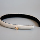 White Grey Silky Satin Slim Headband