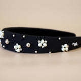OG Headband Black Silver Pearl