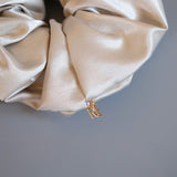 White Grey Silky Satin Scrunchie