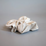 White Grey Silky Satin Scrunchie