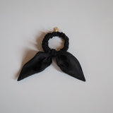 Black Sheer Dot Scrunchie Pony