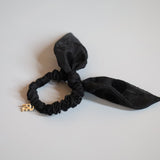 Black Sheer Dot Scrunchie Pony
