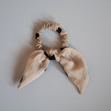 Beige Sheer Dot Scrunchie Pony