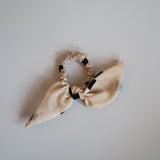 Beige Sheer Dot Scrunchie Pony