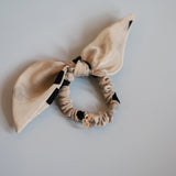 Beige Sheer Dot Scrunchie Pony