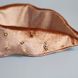 Brown Velour Turban Headband Gold Studs