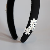 Slender Headband White Flower Studs
