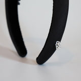 Slender Headband Black Flower Studs