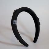 Slender Headband Black Flower Studs