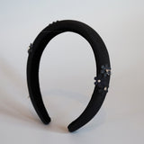 Slender Headband Black Flower Studs