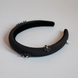 Slender Headband Black Flower Studs