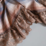 Check and Frills Pink Brown Scrunchie