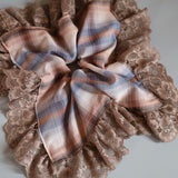 Check and Frills Pink Brown Scrunchie