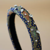 Slender Headband Navy Paisley 