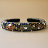 Slender Headband Navy Paisley